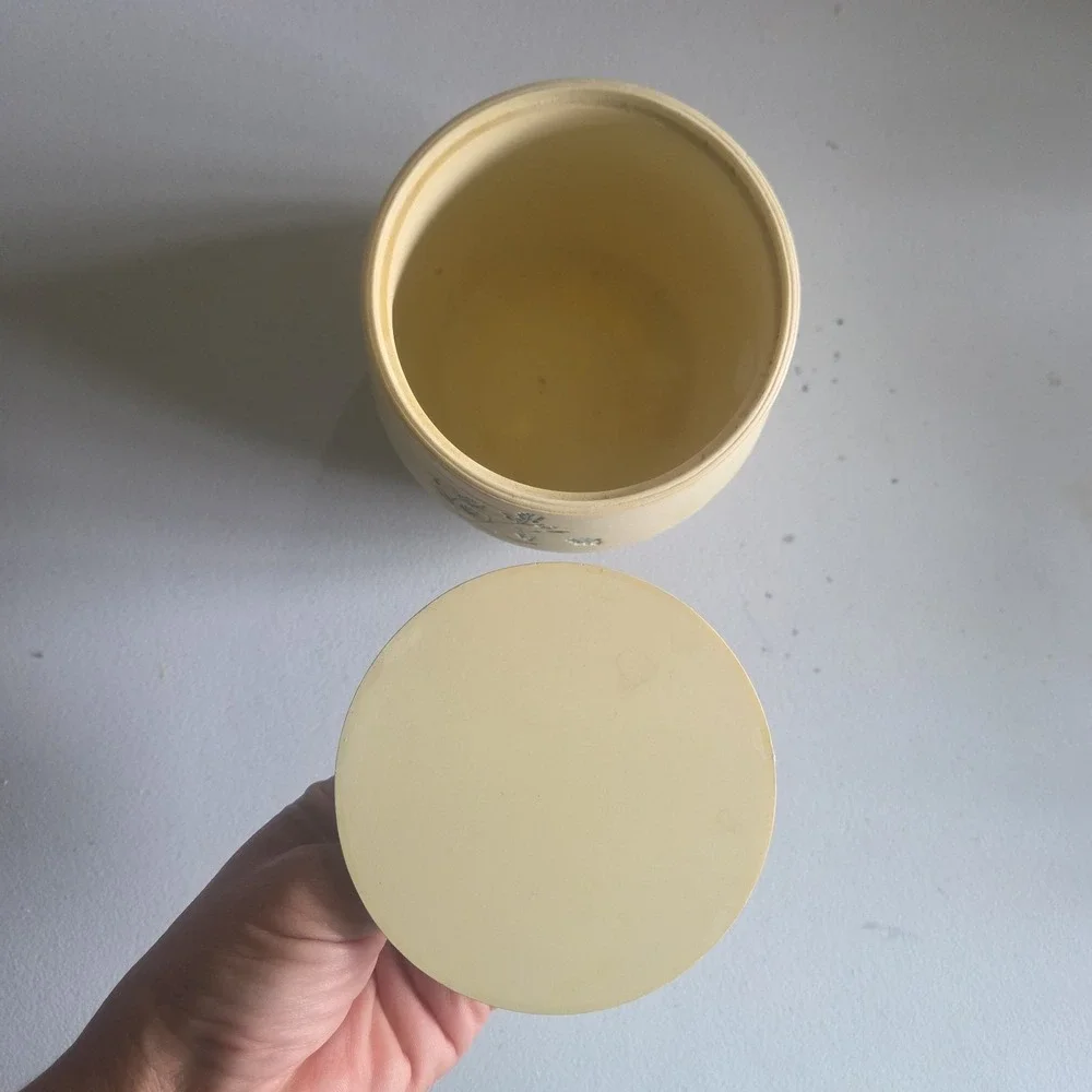Shabby Chic Floral Embossed Bathroom Canister Lid Cotton Jar Floral Handpainted